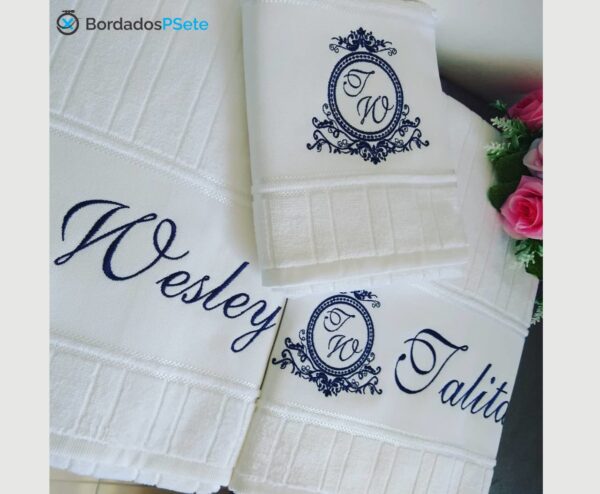 Toalha Bordada Presente de Casamento (3pcs)