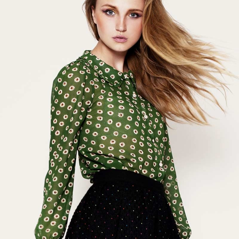 blusa verde estampada